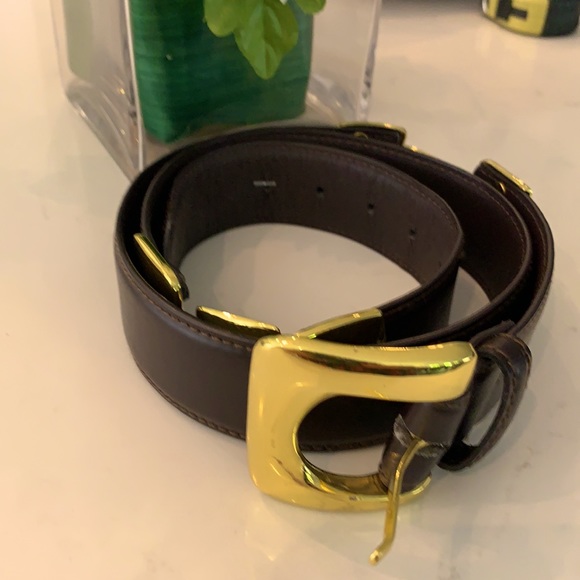 Oltre Designer leather belt with gold buckle NWOT - Picture 4 of 9